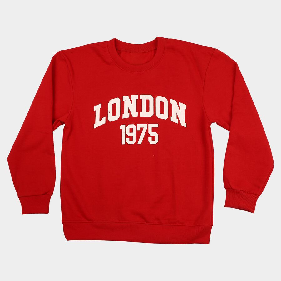 Boys' Red Crew Neck Pullover Sweatshirt, Red, large
