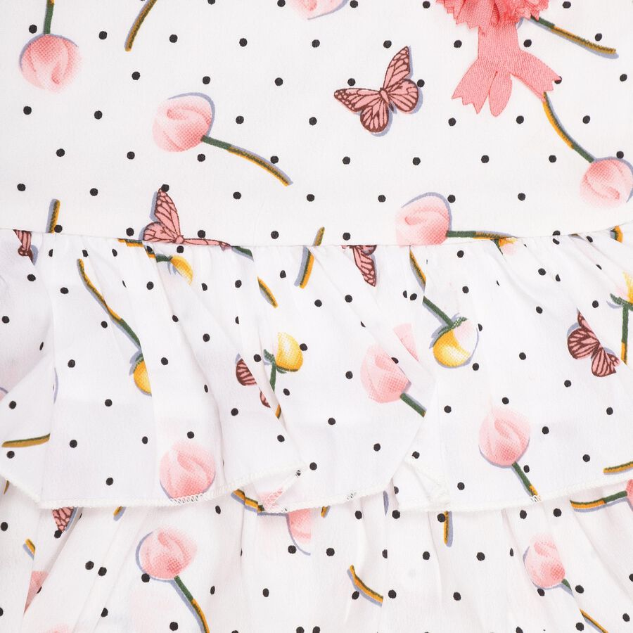 Girls' White Floral Printed Sleeveless Top and Pink Skirt Set, Coral, large image number null