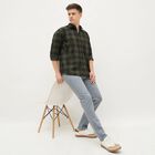 Men's Dark Olive Green Cotton Spread Collar Casual Shirt, गहरा हरा, small