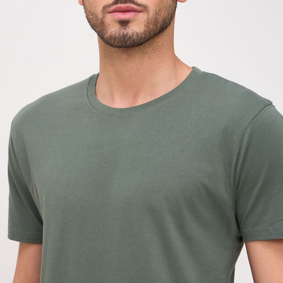 Men's Round Neck Half Sleeves T-Shirt, Dark Green, large image number null