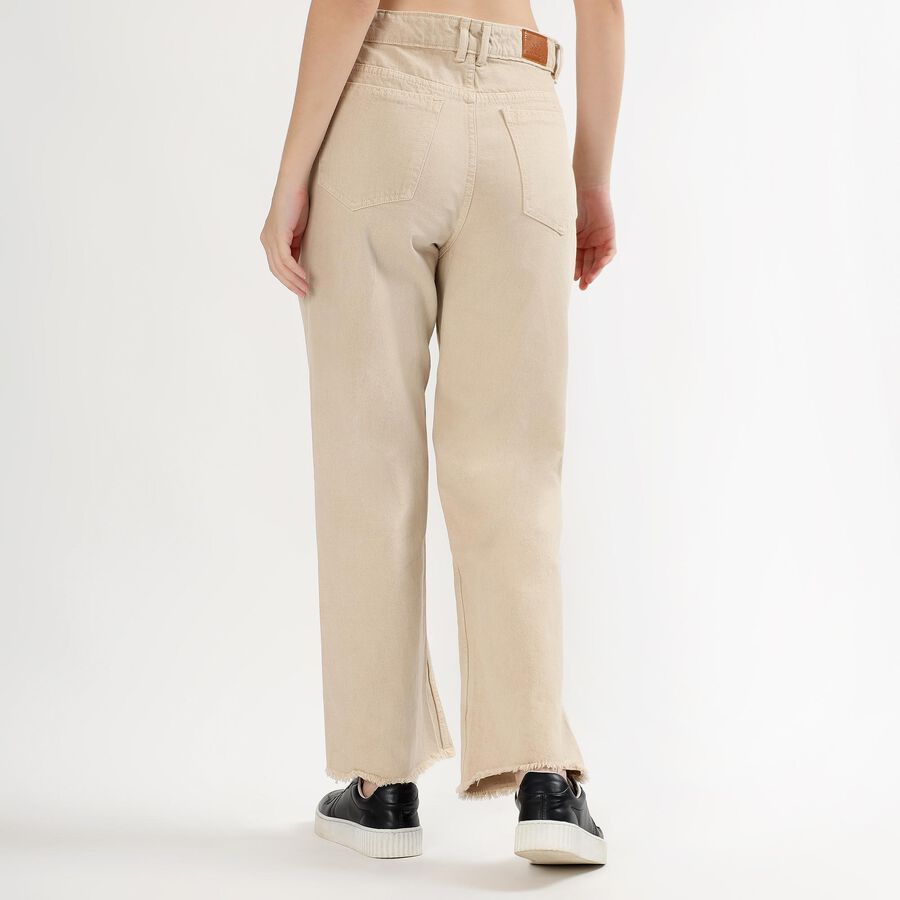 Women's Light Beige Wide Leg High Waist Jeans, Off White, large image number null