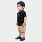 Infants' Navy Blue 100% Cotton Polo Neck Printed Baba Suit, Navy Blue, small
