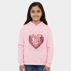 Girls Light Pink Hooded Neck Graphic Sweatshirt, Light Pink, small image number null