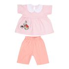 Infants' Light Pink Cotton Peter Pan Collar Casual Top and Capri Set, पीच, small image number null