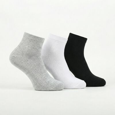 Men's Ankle Length Socks Pack of 3 ( Grey Melange, White, Black )