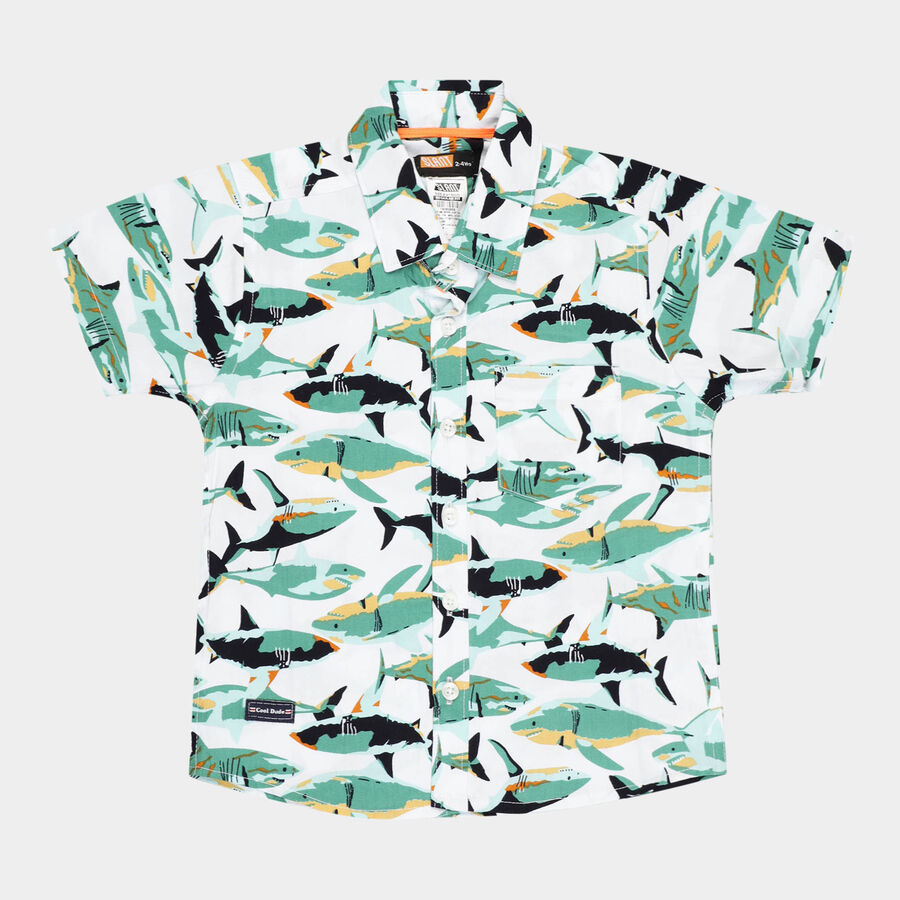 Boys Cotton Casual Shirt, Light Green, large image number null