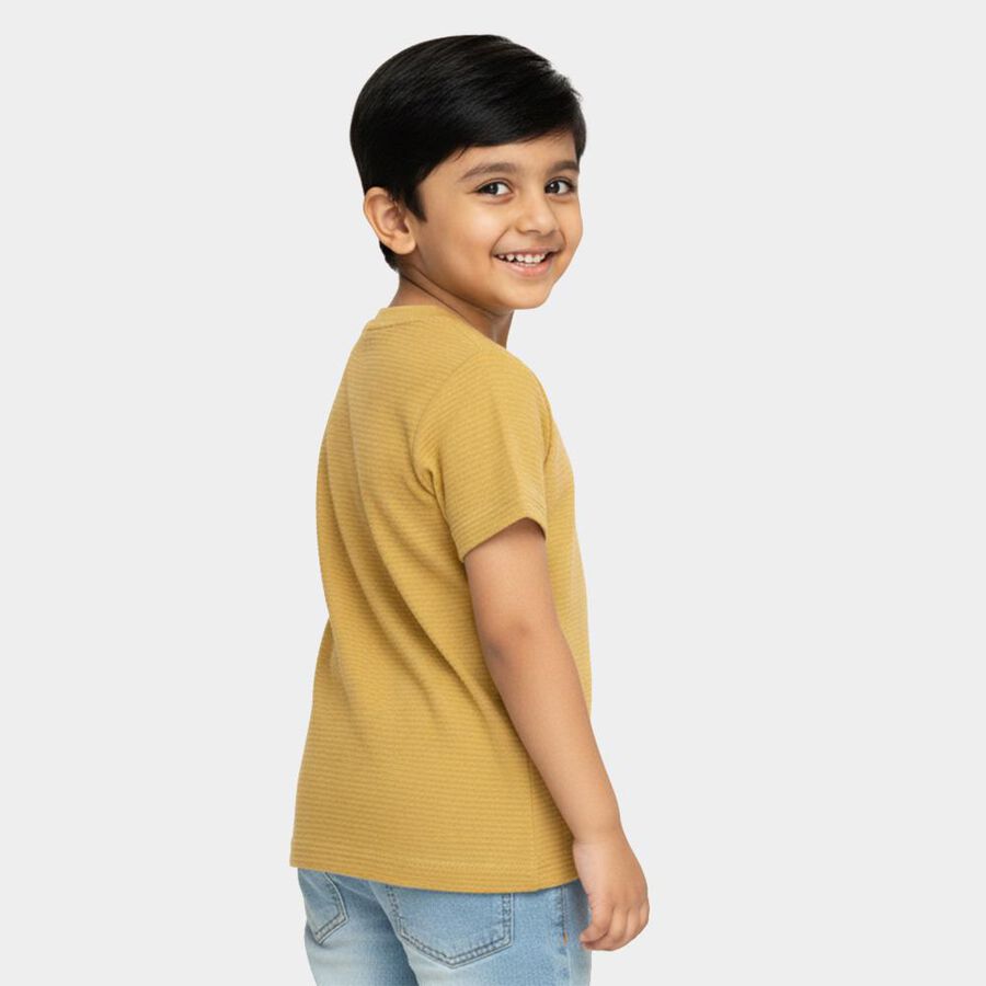Boys Mustard Yellow Round Neck Casual T-Shirt, मस्टर्ड, large image number null