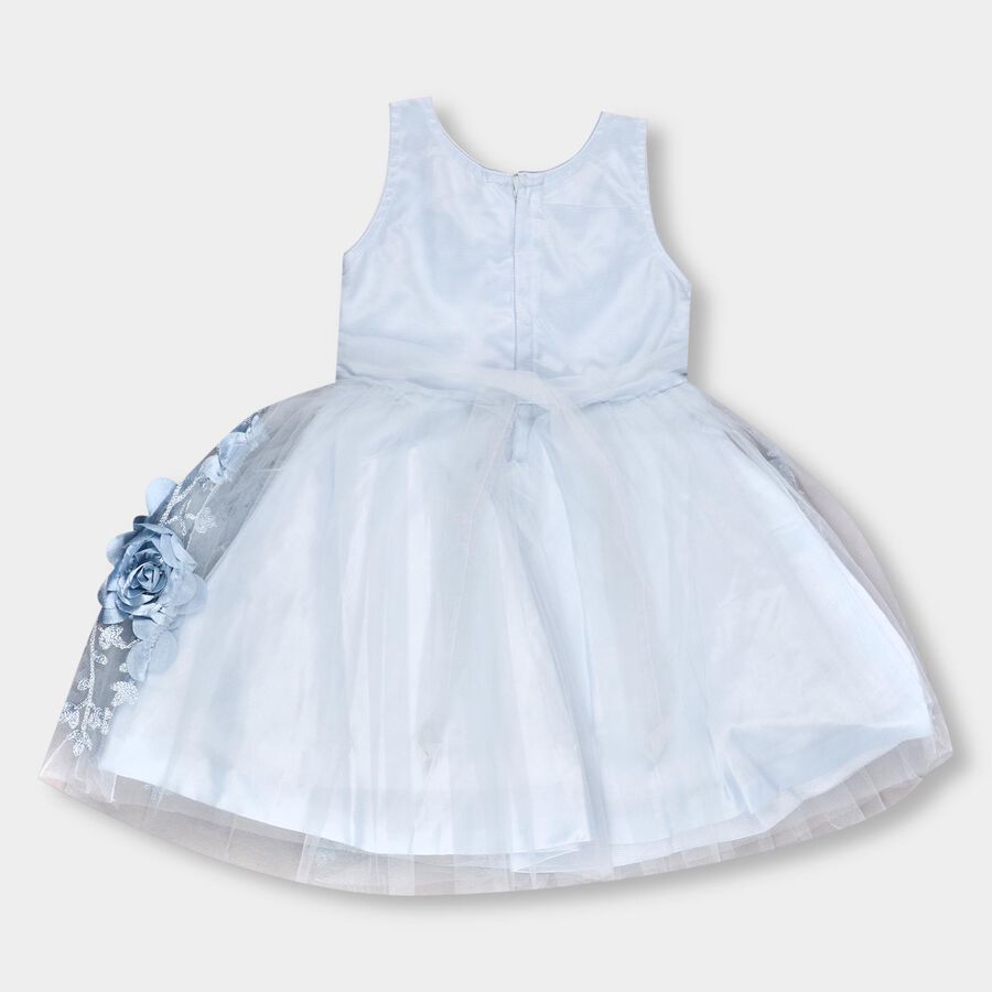 Girls' Light Blue Sequin and Floral Party Wear Frock, Light Blue, large image number null