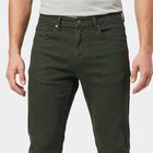 Men's Olive Green Slim Fit Solid Jeans, ओलिव, small