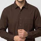Men's Brown Cotton Casual Shirt, भूरा, small