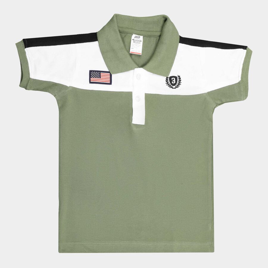 Boys Cut & Sew T-Shirt, Olive, large image number null