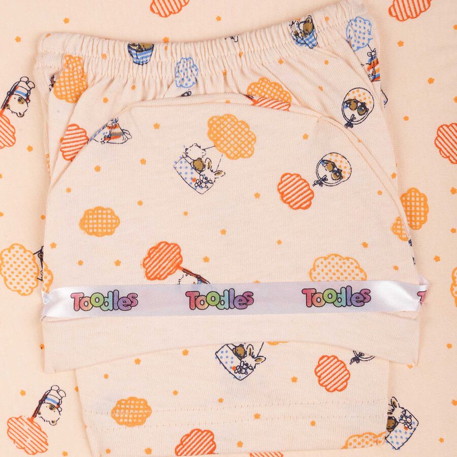 Infants Cotton Printed Baby Gift Set, Peach, large image number null