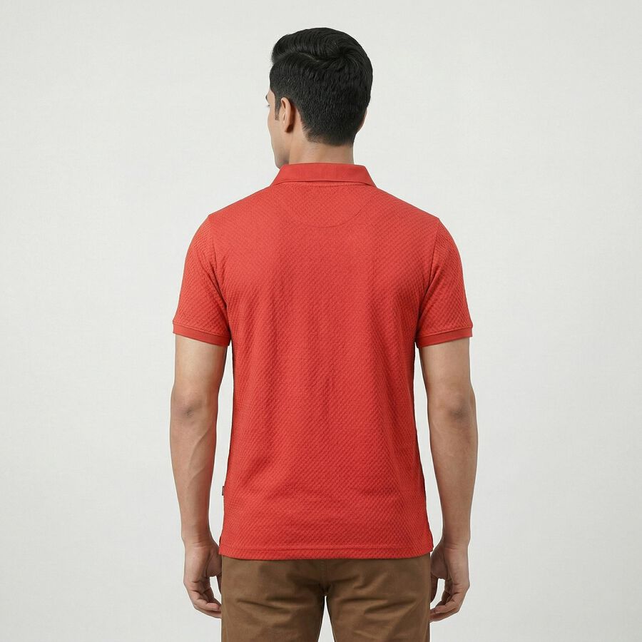 Men's Red Polo Neck Casual T-Shirt, Red, large