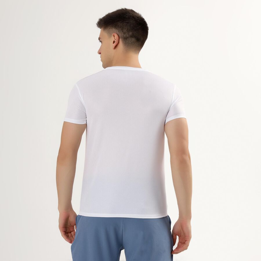 Men's Snow White Crew Neck Slim Fit Drifit T-Shirt, सफ़ेद, large