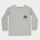 Boys' Light Sage Green Crew Neck Casual T-Shirt, Light Green, small image number null
