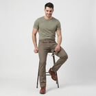Men's Brown Slim Fit Solid Jeans, भूरा, small
