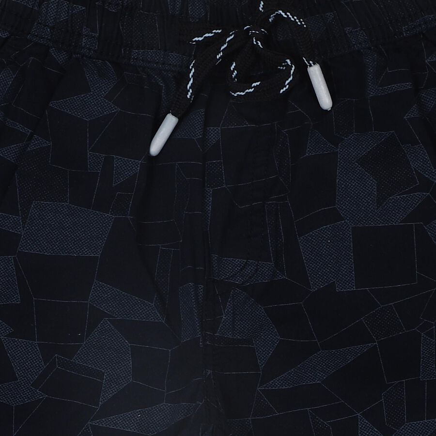 Boys' Navy Cotton Relaxed Fit Jamaican Shorts, नेवी ब्लू, large