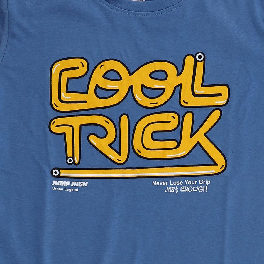 Boys' Half Sleeves T-Shirt, मध्यम नीला, large image number null