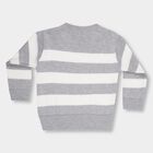 Infants Light Grey and White Crew Neck Casual Pullover, हल्का ग्रे, small image number null