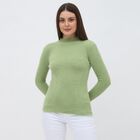 Women's Light Sage Green High Neck Fitted Pullover, हल्का हरा, small image number null