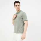 Men's Mint Cotton Polo Neck Preppy T-Shirt, हल्का हरा, small