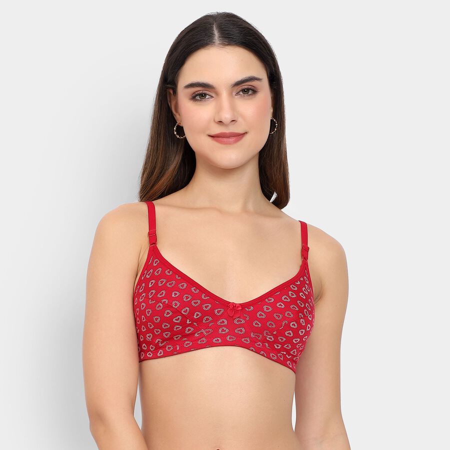 Ladies' 100% Cotton Bra , लाल, large image number null