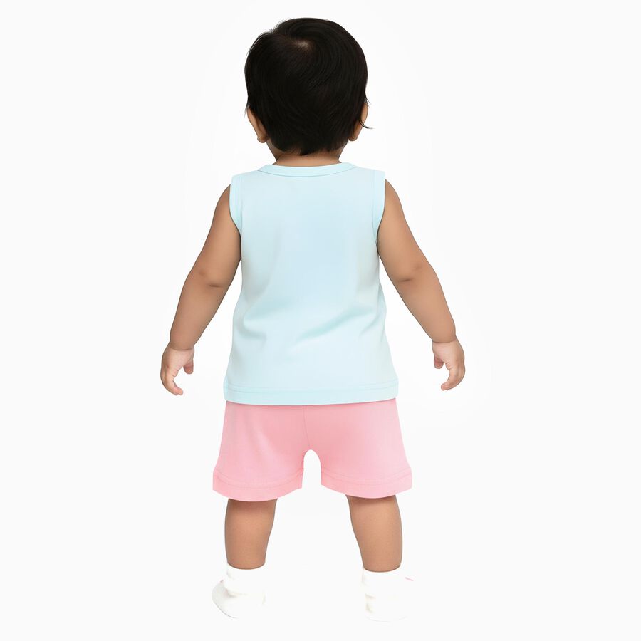 Infants' 100% Cotton Short Set, Aqua, large image number null