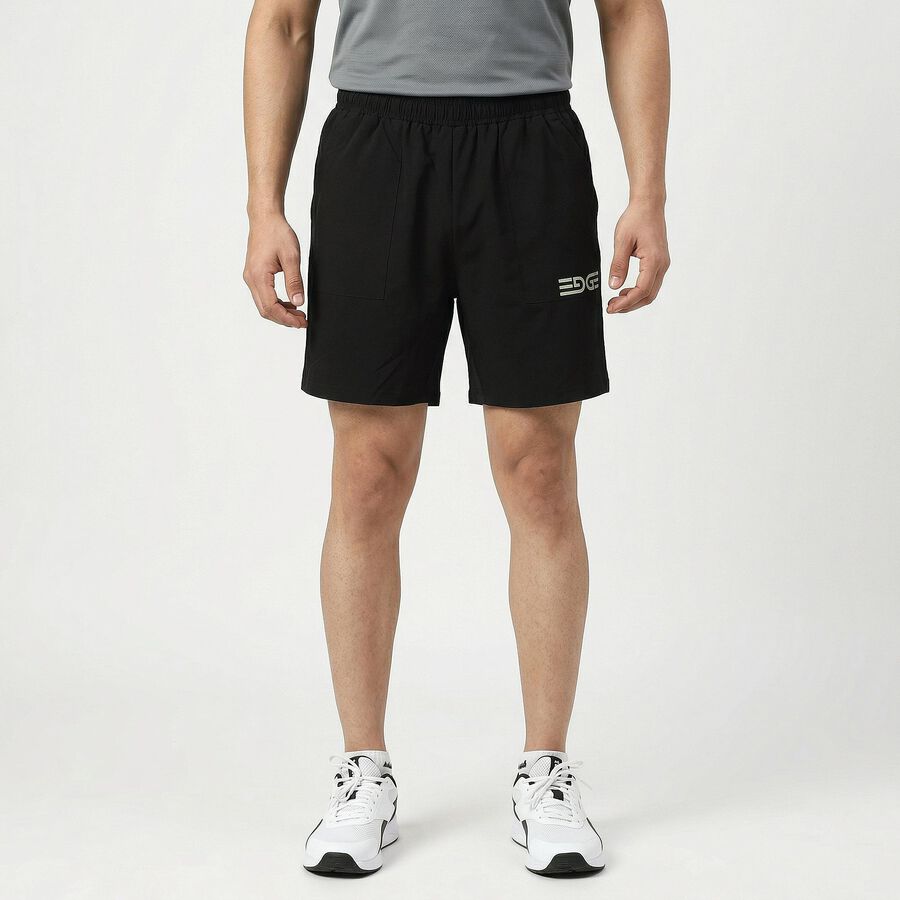 Men's Black Regular Fit Solid Shorts, Black, large