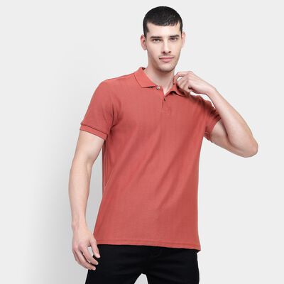Men's Rust Polo Neck T-Shirt
