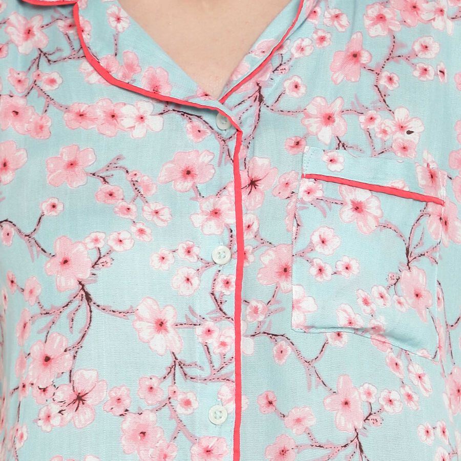 Printed Night Suit, Light Blue, large image number null