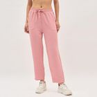 Women's Dusty Rose Relaxed Fit Textured Track Pants, गुलाबी, small image number null