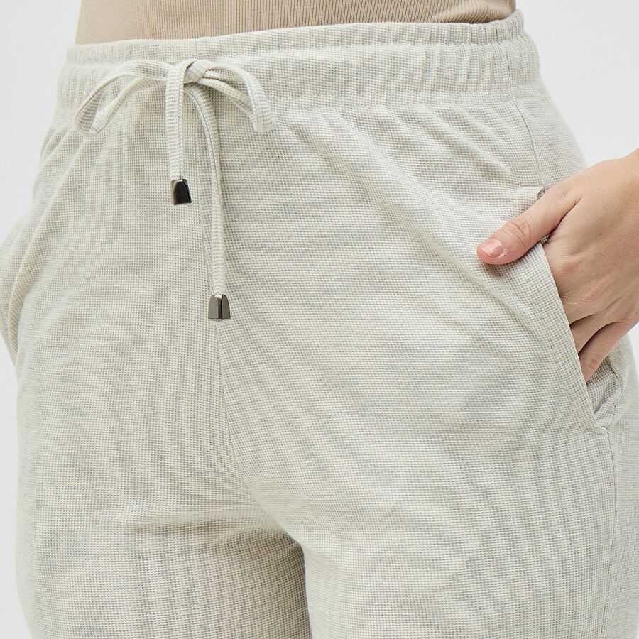 Women's Light Beige Elastic Waist Cotton Blend Pyjama, हल्का ग्रे, large