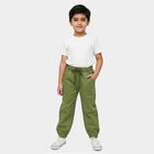 Boys' Olive Green Regular Fit Elasticated Jogger Trousers, ओलिव, small