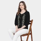Women's Black 100% Cotton Notch Neck Printed Kurti, Black, small