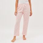 Women's Soft Pink Heart Print Elastic Waist Pyjama, Light Pink, small image number null