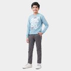 Boys' Light Blue Crew Neck Graphic Print Sweatshirt, हल्का नीला, small