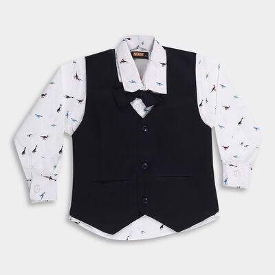 Boys' White Cotton Full Sleeve Classic Casual Shirt