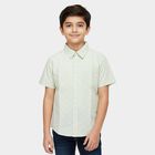 Boys Green Cotton Classic Casual Shirt, Light Green, small