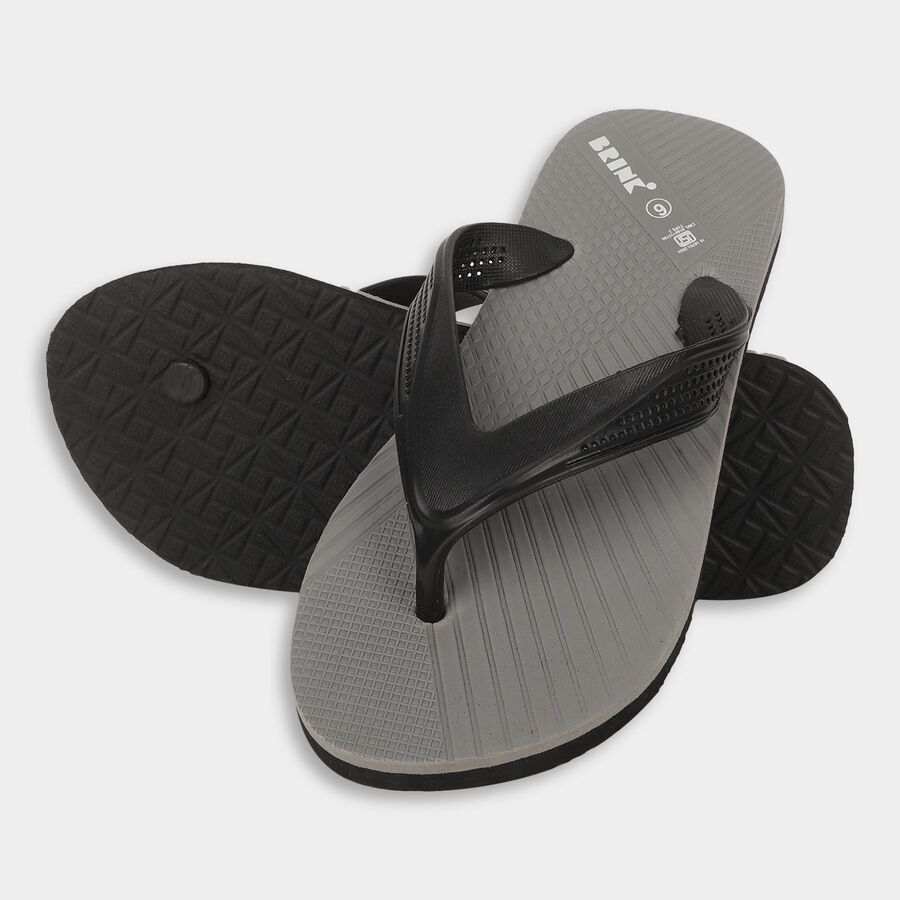 Men's Muted Charcoal Gray Slip-On Slippers, Grey, large