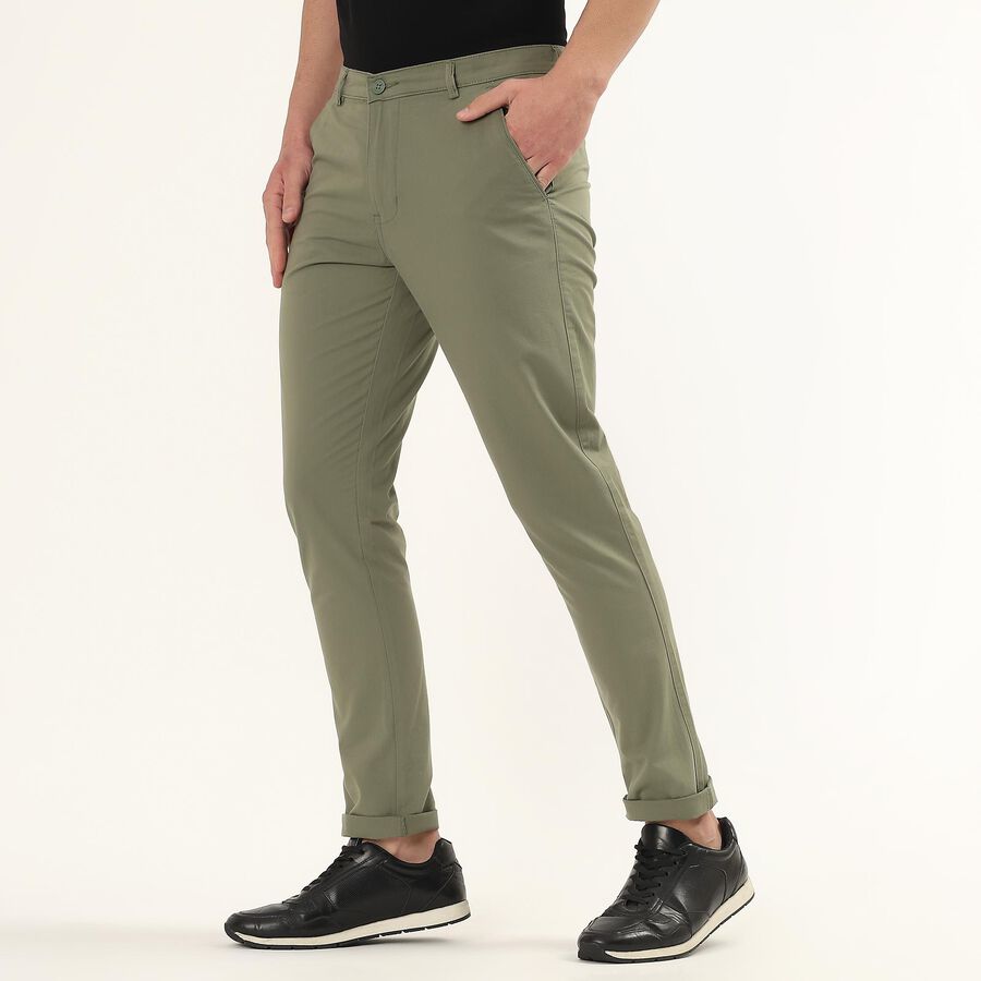Men's Slim Fit Casual Trousers, Light Green, large