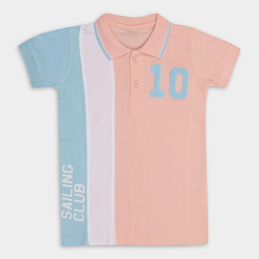 Boys' 100% Cotton Half Sleeves T-Shirt , Orange, large image number null