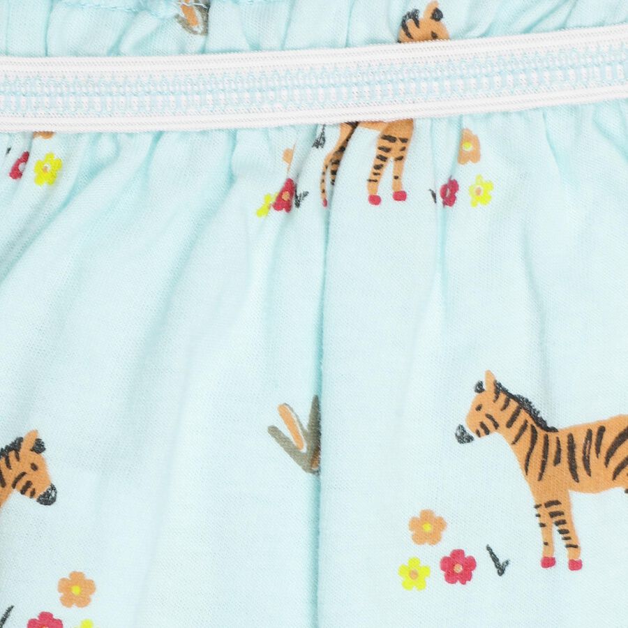 Infants' Light Aqua Regular Fit Printed Bloomer, Aqua, large image number null