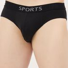 Men's Black Regular Fit Cotton Briefs, Black, small