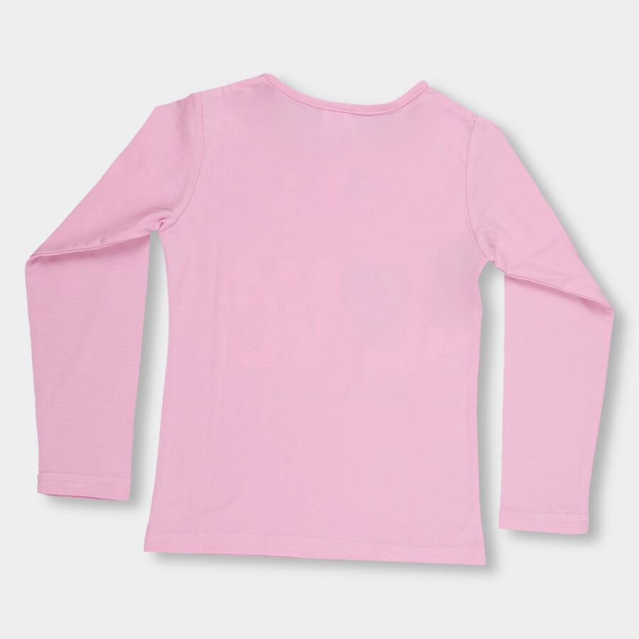 Girls' Light Pink Round Neck Casual Printed Top, लाइलेक, large image number null