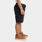Boys Black Cotton Cargo Style Bermuda Shorts, Black, small