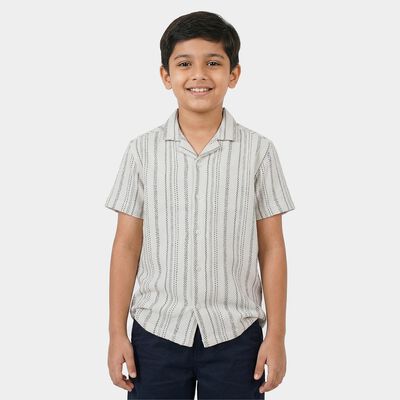 Boys Off-White Cotton Classic Casual Shirt