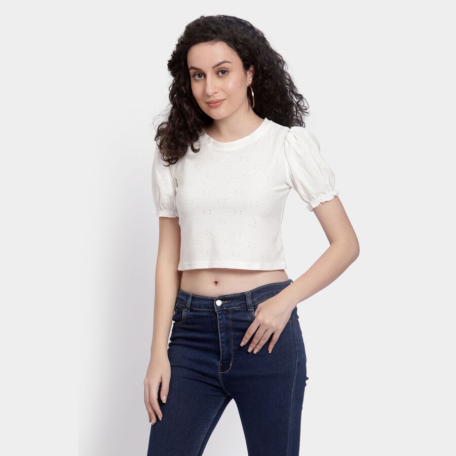 Ladies'  Crop  Top, ऑफ व्हाइट, large image number null