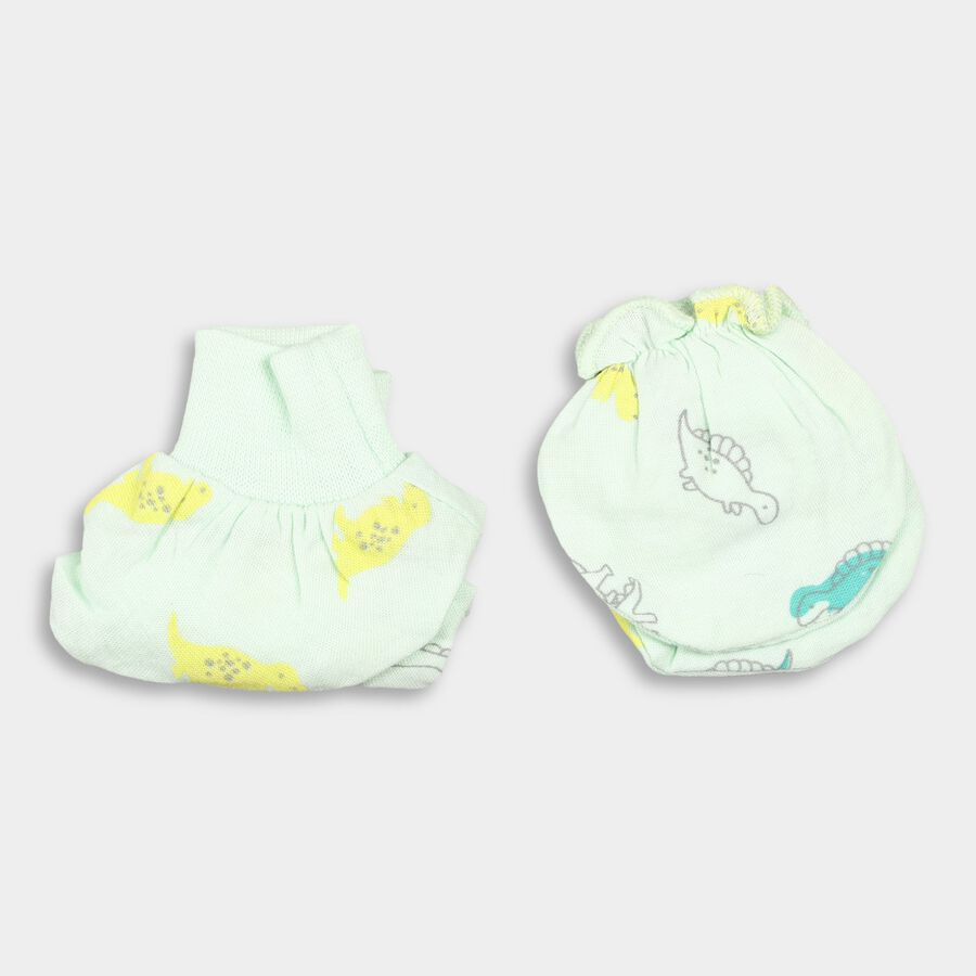 Infants' 100% Cotton Gift Set (Cap, Mittens, Booties), Light Green, large