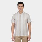 Men's Yellow Cotton Classic Collar Casual Shirt, पीला, small