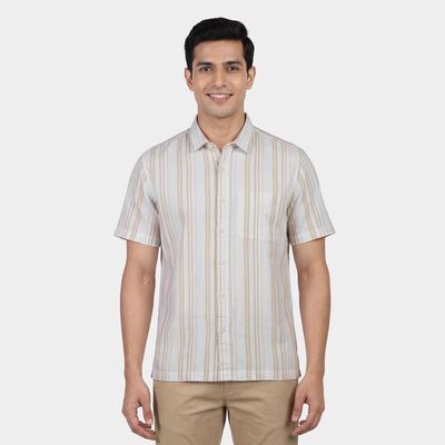 Men's Yellow Cotton Classic Collar Casual Shirt